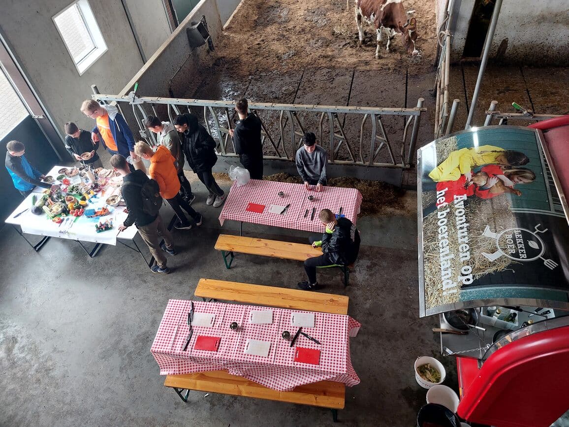 Vmbo- en praktijkscholieren bootcampen en oogsten gezonde pokébowl tijdens Foodcamp op de boerderij