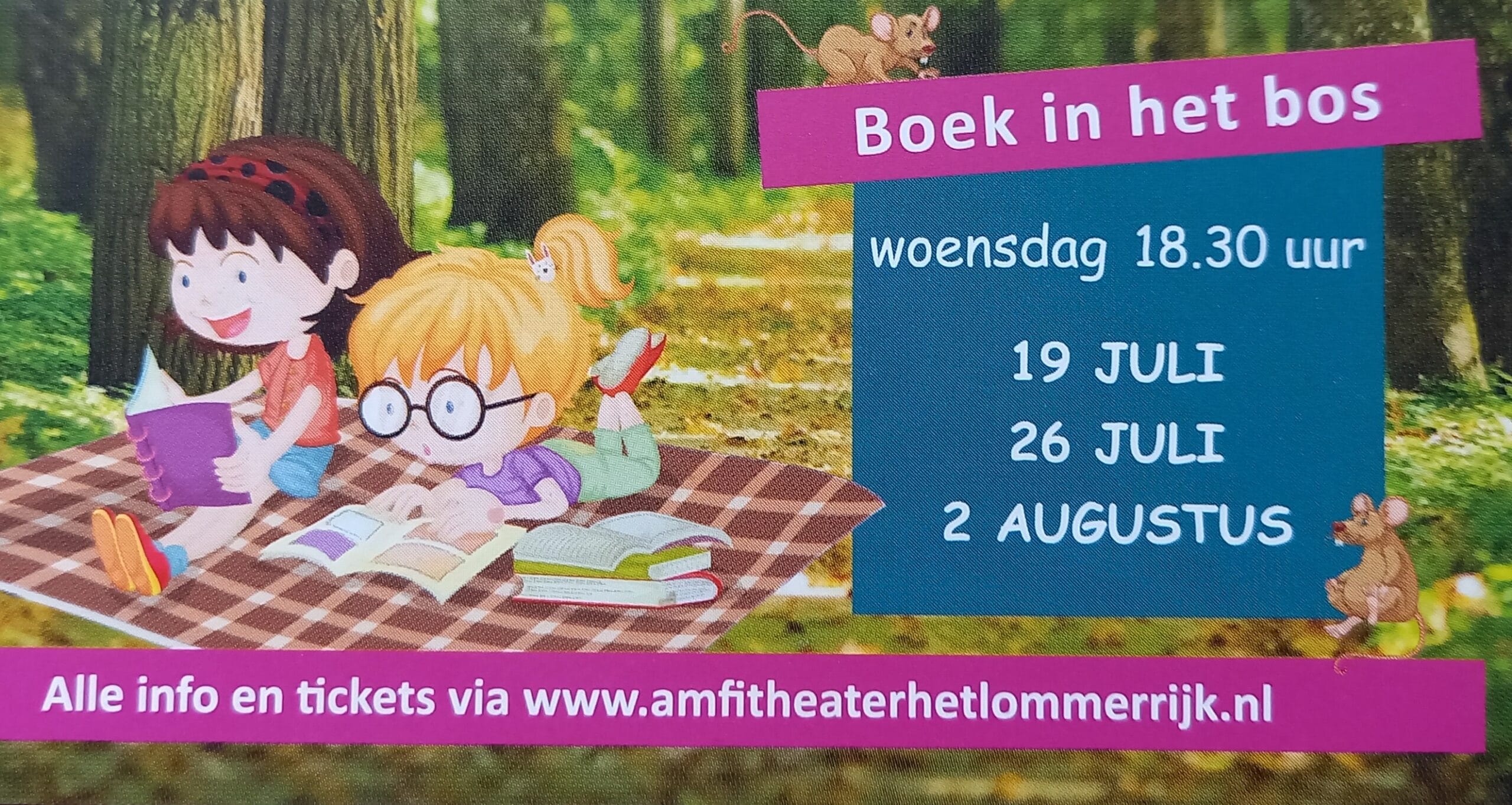 Boek-in-het-Bos! Voorleesthester in amfitheater Het Lommerrijk Luttenberg