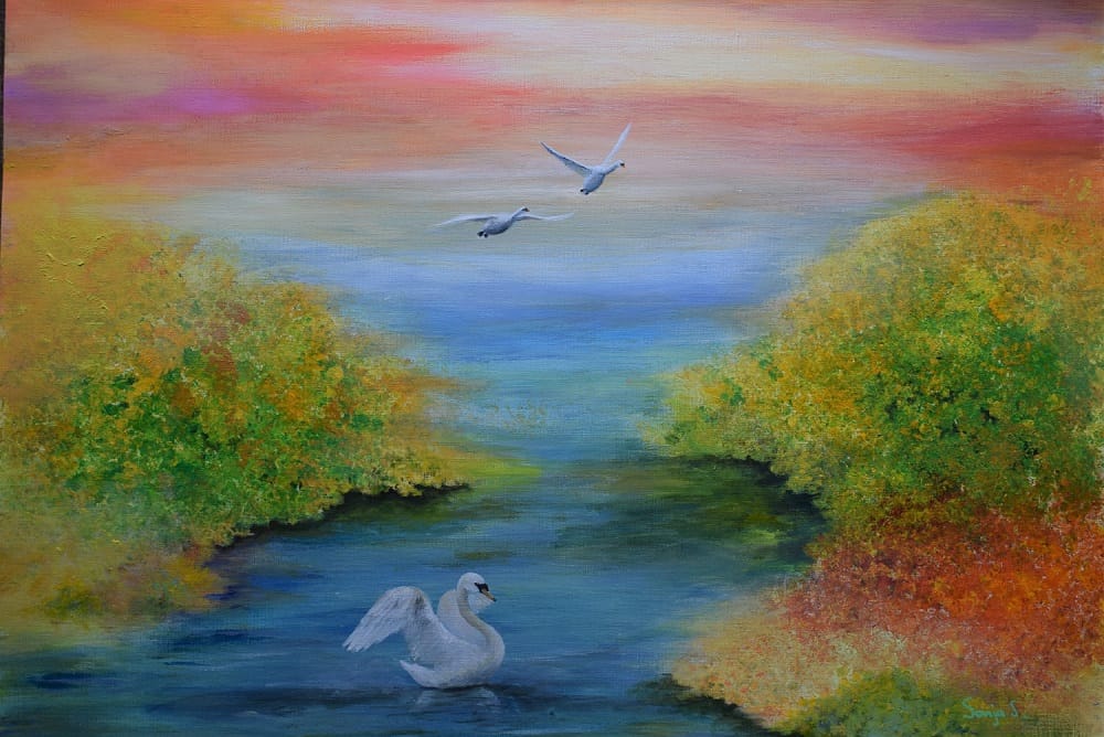 Sonja Schoppers van Atelier De Ontdekking geeft workshop schilderen in de Skybox bij Overesch