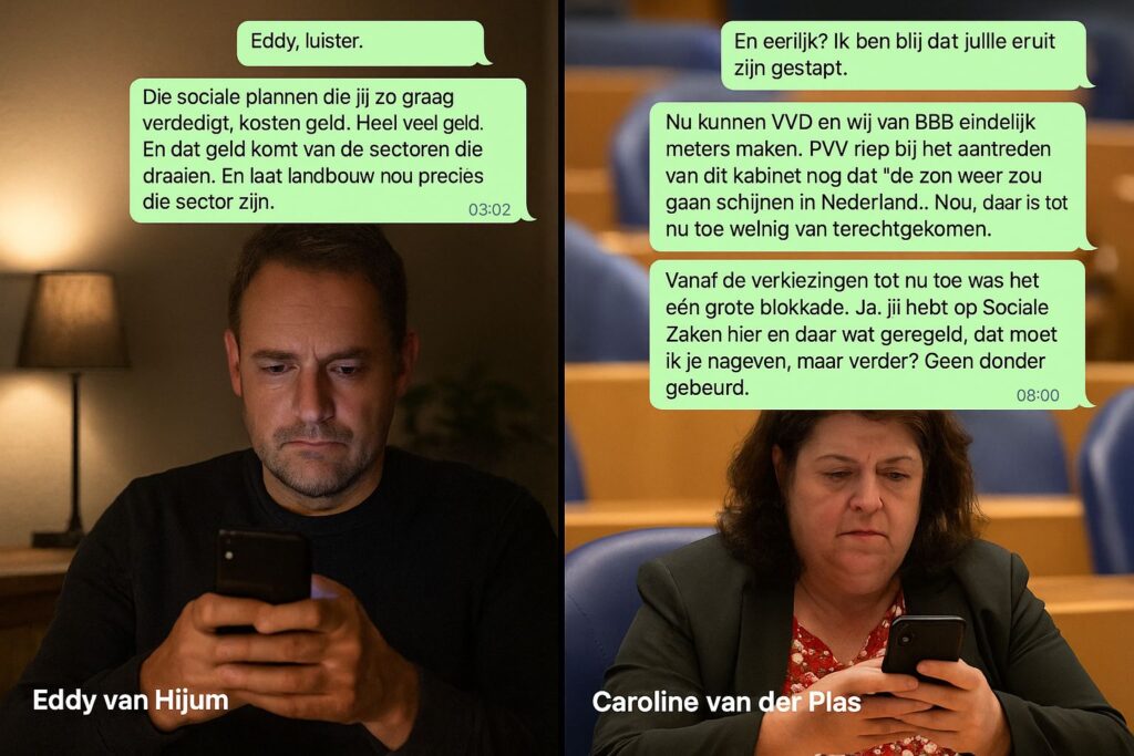 HierinSalland onderschepte vannacht whatsappverkeer tussen Eddy en Caroline