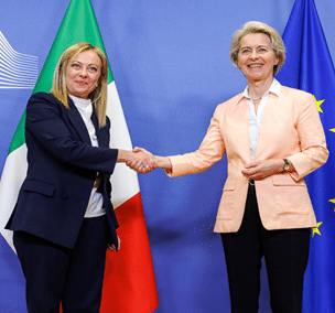 Dangte Alighieri Von der Leyen en Meloni
