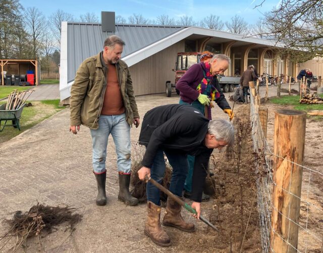 340 meter heggen planten op terrein Overkempe in Olst