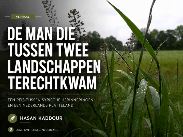 De man die tussen twee landschappen terechtkwam